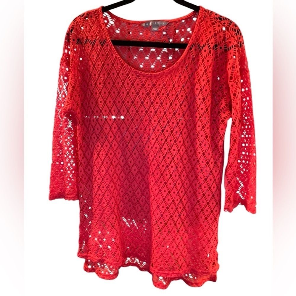 Valerie Stevens Women's Cool Melon 3/4 Sleeve Shirt Knit Top - Size Large